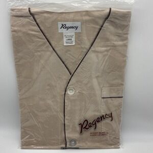 Vintage Regency Mens Pajama Set L Large Short Sleeve Knee Length Brown NWT